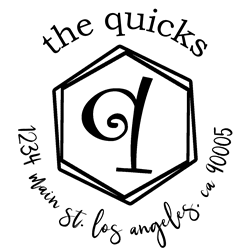 Hexagon Letter Q Monogram Stamp Sample